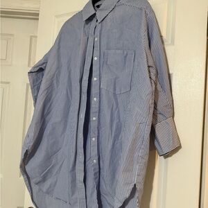 Zara Blue and White Striped Shirt